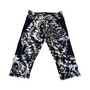 Calvin Klein Floral Print Leggings - Black and Blue
